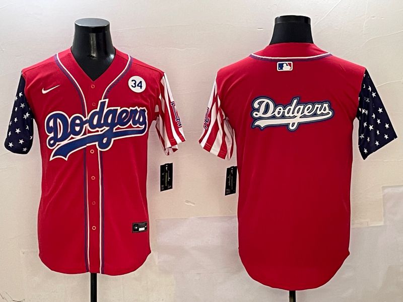 Men Los Angeles Dodgers Blank Red a generation of national flags Joint name 2025 Nike MLB Jersey style 22